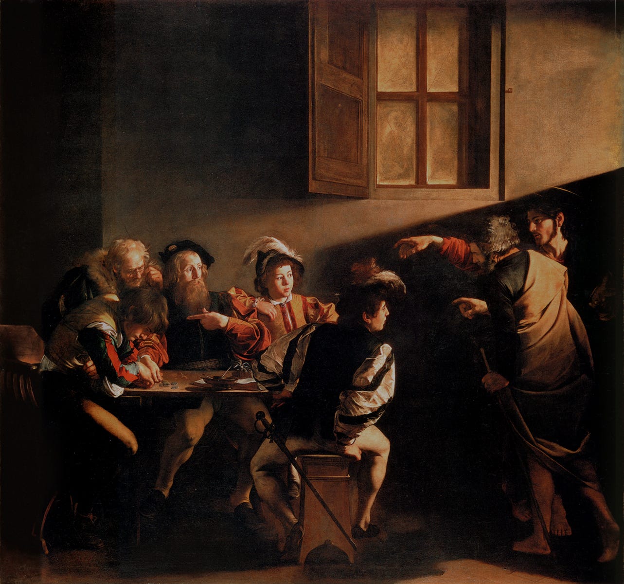 Caravaggio, “Powołanie św. Mateusza” (1599-1600)